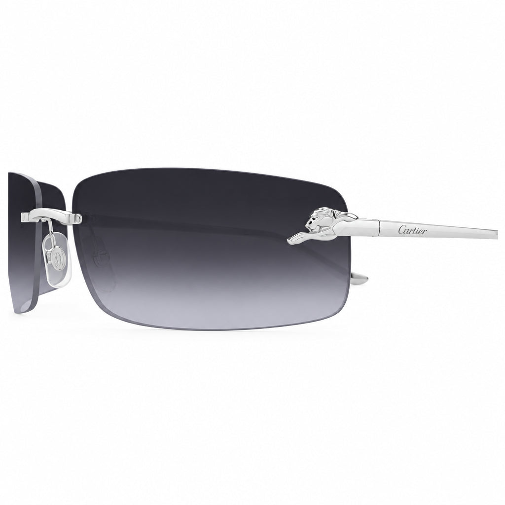 Cartier Panthère de C Unisex Rectangular Rimless Grey Gradient Sunglasses