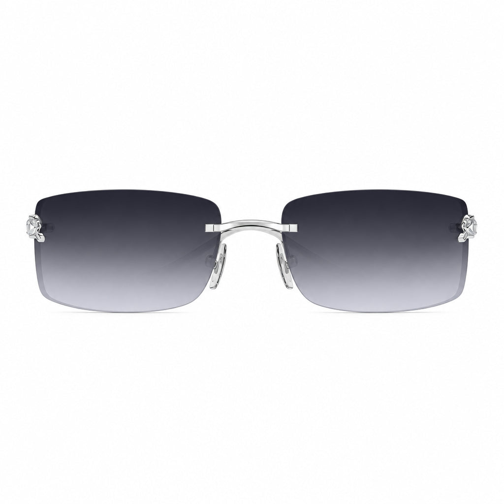 Cartier Panthère de C Unisex Rectangular Rimless Grey Gradient Sunglasses