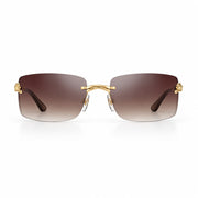 Cartier Panthère de C Unisex Rectangular Rimless Gradient Brown Sunglasses