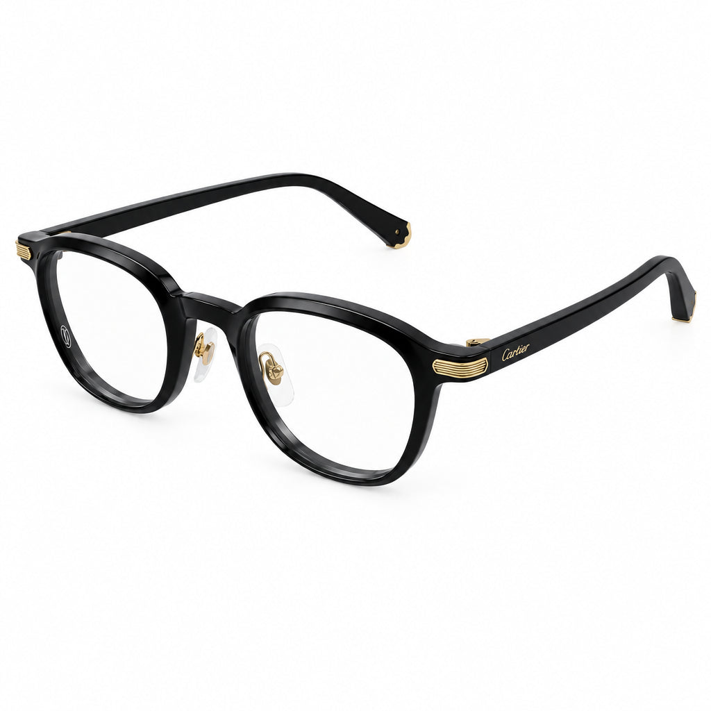 Cartier Première De C Men Square Black & Transparent Glasses