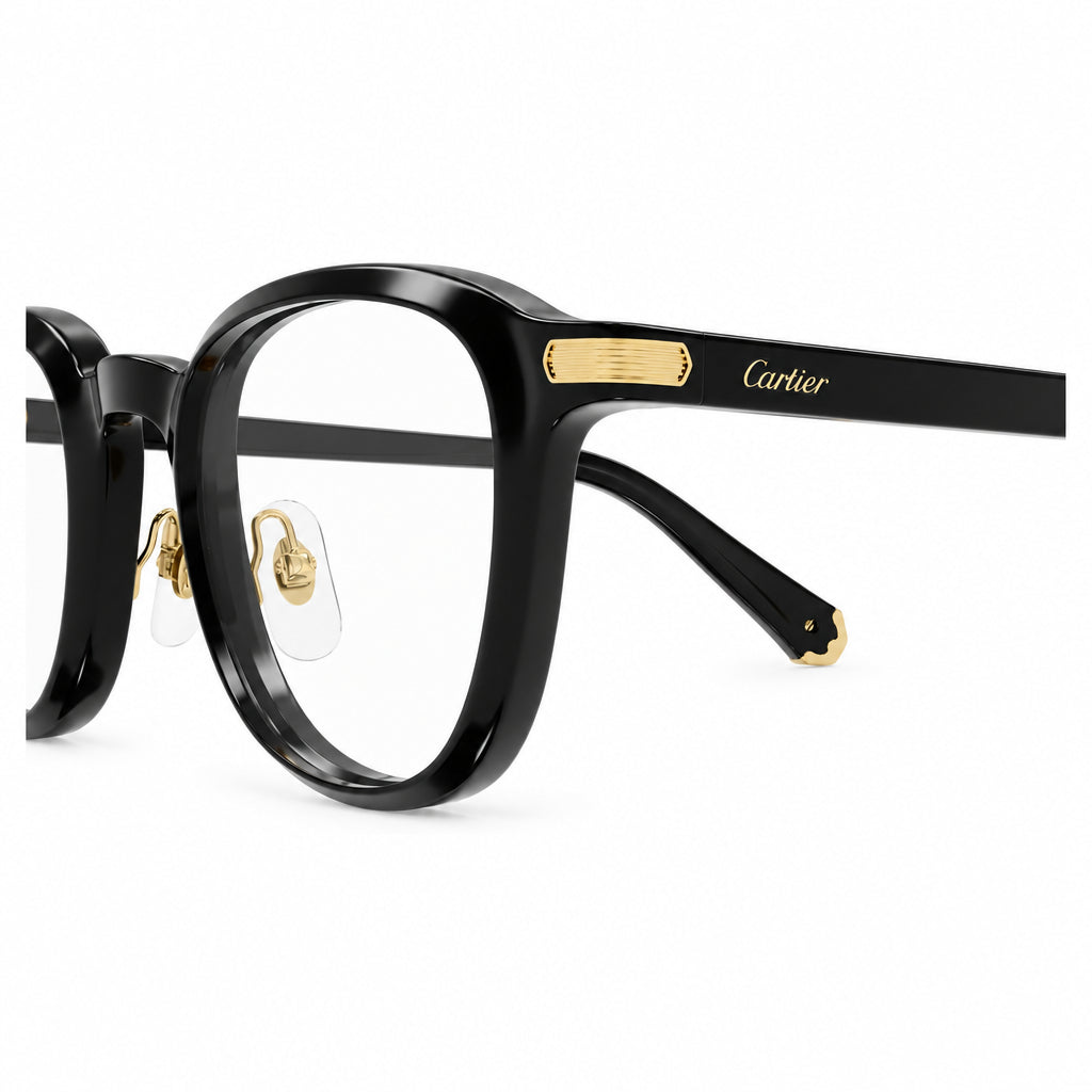 Cartier Première De C Men Square Black & Transparent Glasses