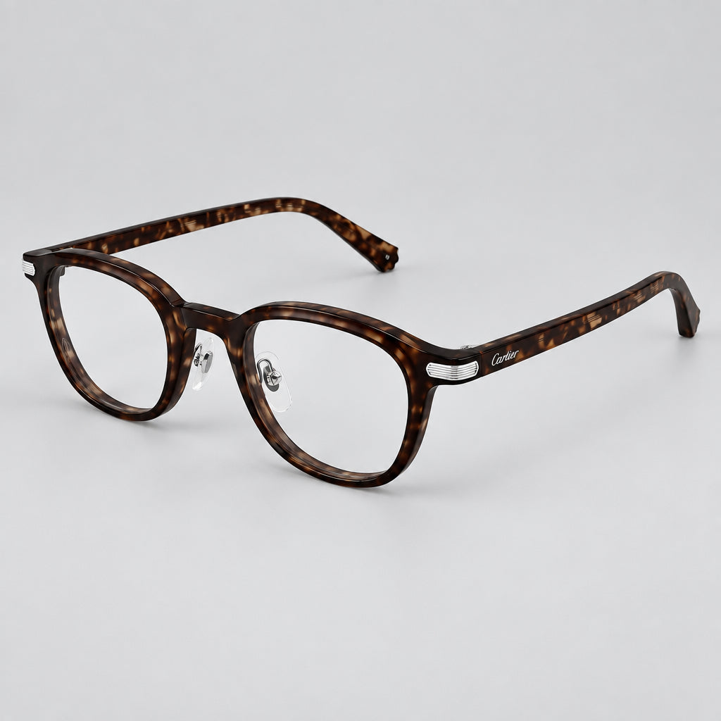 Cartier Première de C Men Square Havana & Transparent Glasses