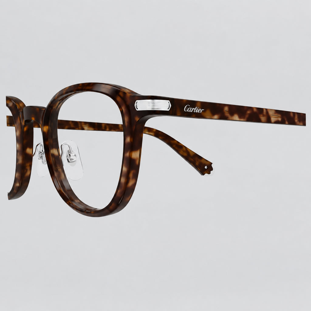 Cartier Première de C Men Square Havana & Transparent Glasses