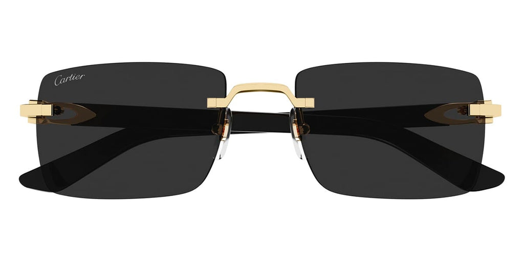 Cartier Signature Men Rimless Square Black Sunglasses