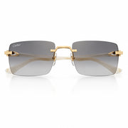 Cartier Elongated C de Motif Men Rimless Grey Marble Temple Sunglasses
