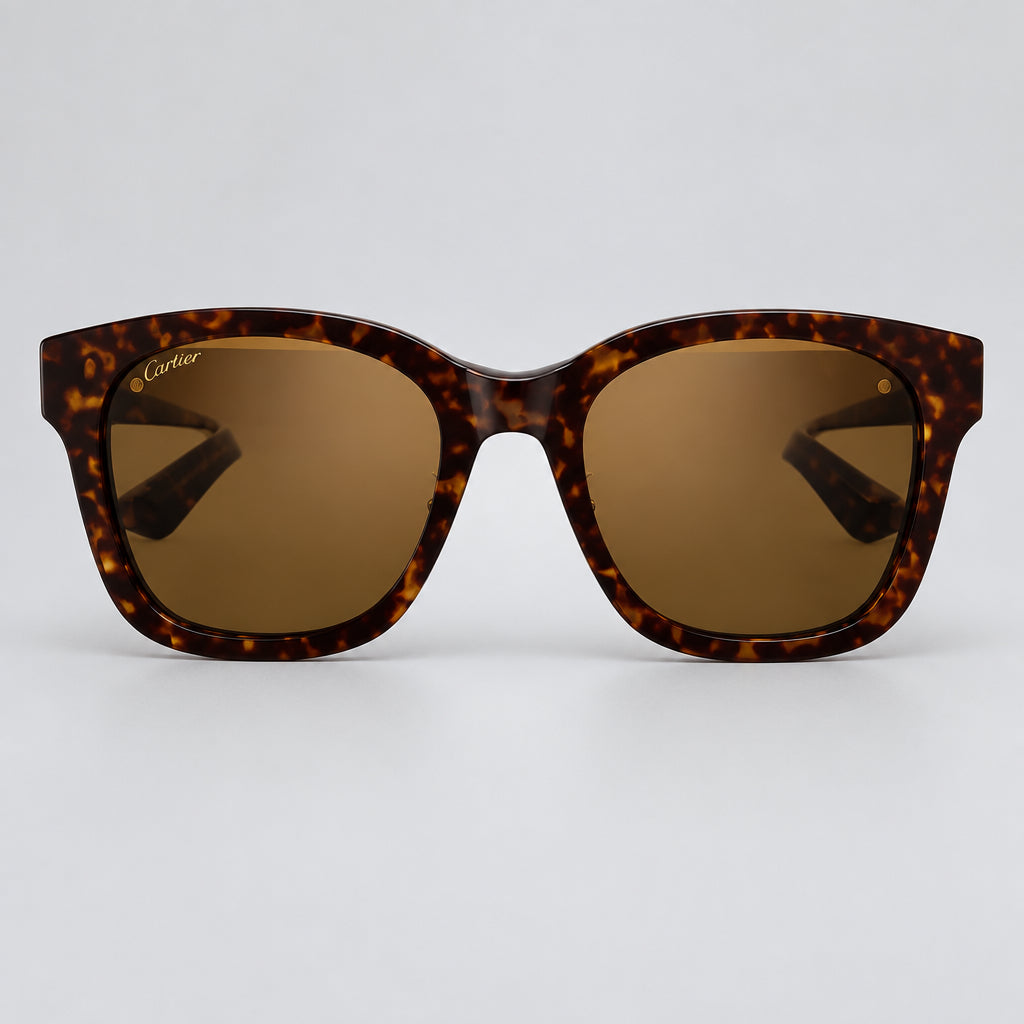  Cartier C de Women Square Motif Dark Havana Sunglasses 