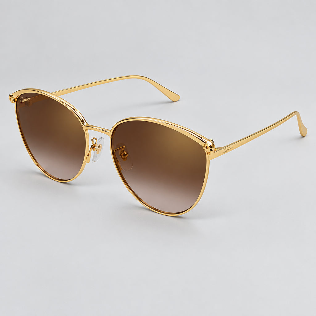Cartier Panthère de Women Shiny Gold/Brown Gradient Cat Eye Sunglasses