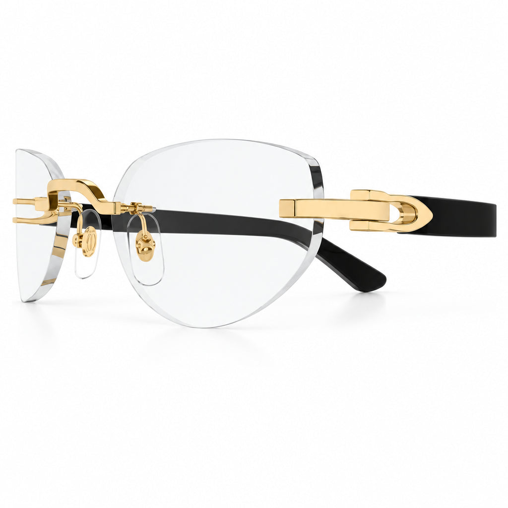 Cartier Women Rimless Cat-Eye Transparent Eyeglasses,