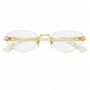 Cartier Women Rimless Cat-Eye Gold Tone Temple Transparent Eyeglasses