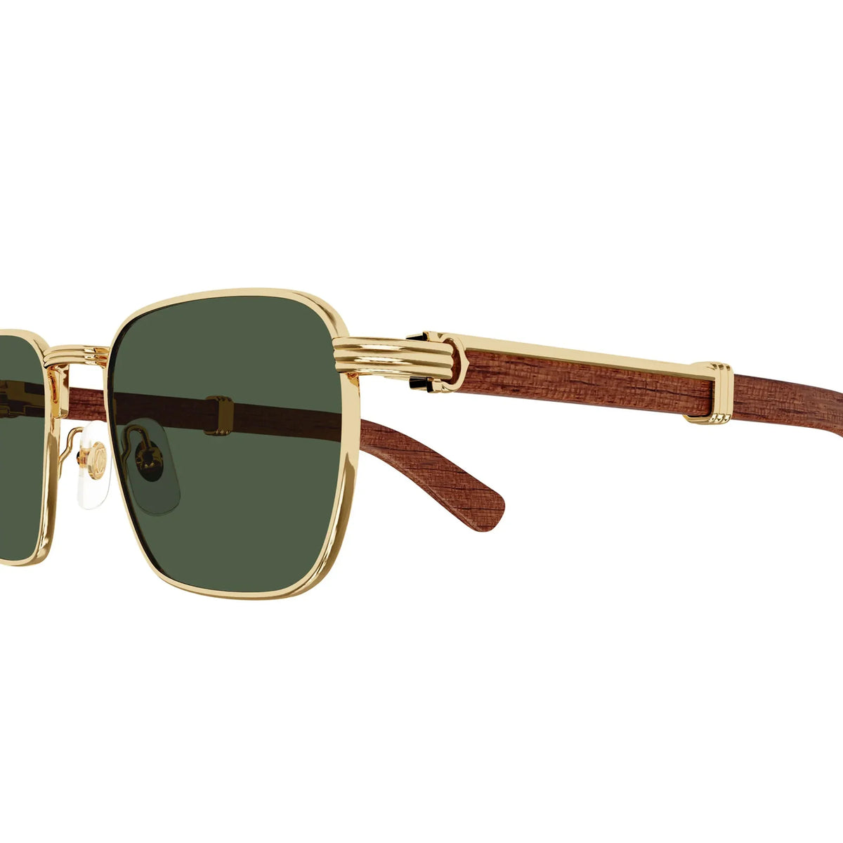 Cartier Première De Cartier Men Square Wood Temples Green Sunglasses
