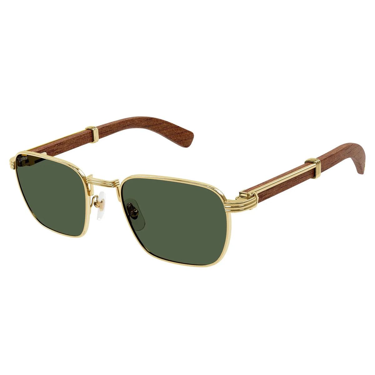 Cartier Première De Cartier Men Square Wood Temples Green Sunglasses
