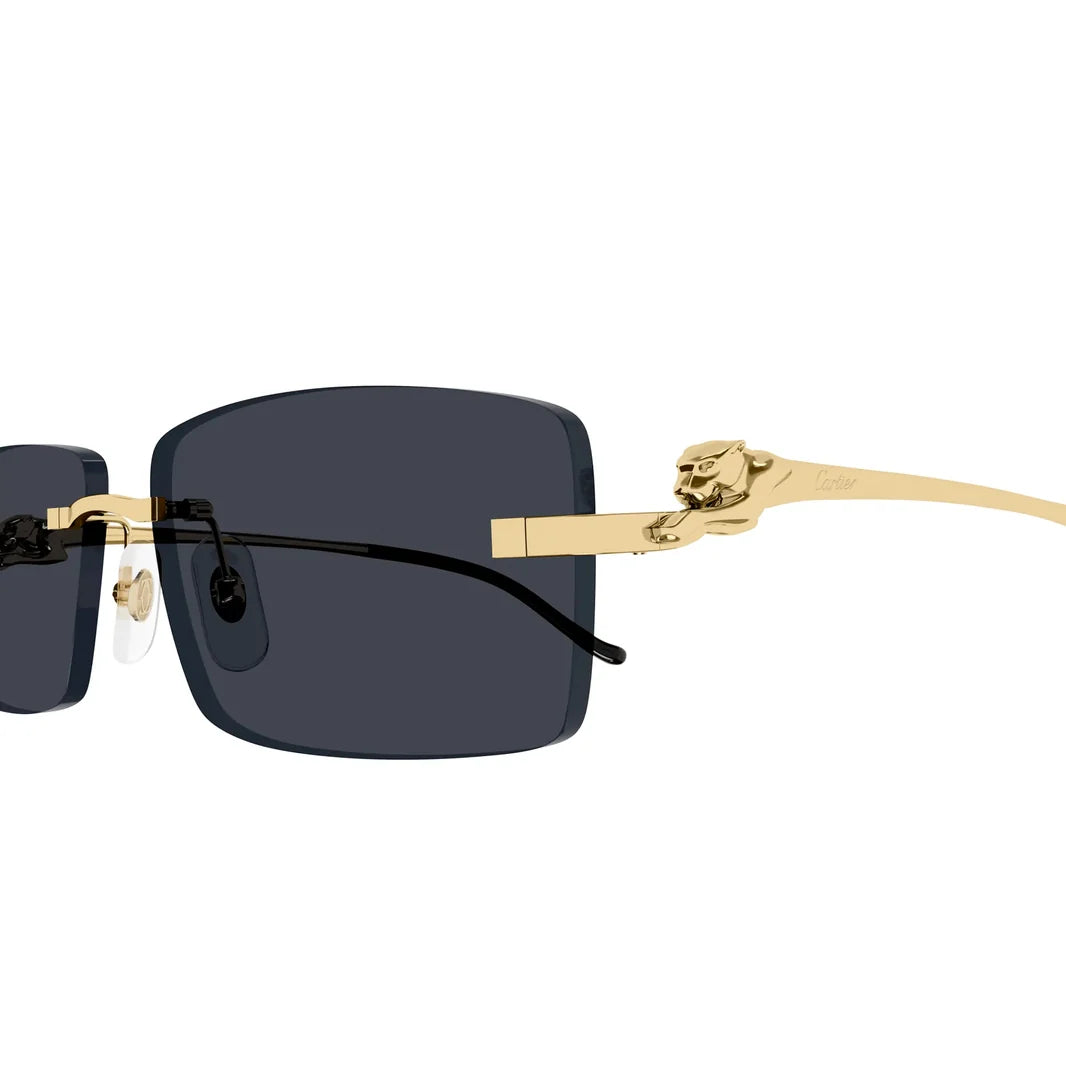 Cartier Panthère de Cartier Unisex Gold & Dark Grey Rimless Sunglasses