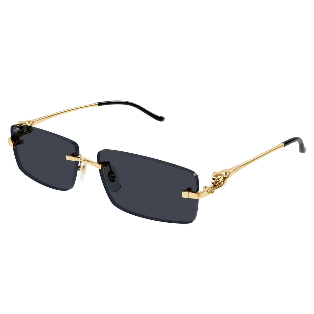 Cartier Panthère de Cartier Unisex Gold & Dark Grey Rimless Sunglasses
