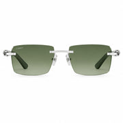 Cartier Décor C de Men Rimless Rectangular Green Wood Temples Green Gradient Sunglasses