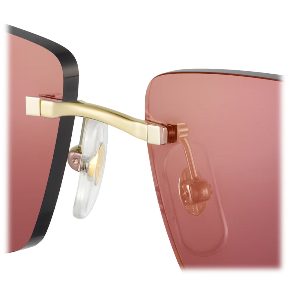 Cartier Panthère de C Unisex Gold & Red Rimless Sunglasses