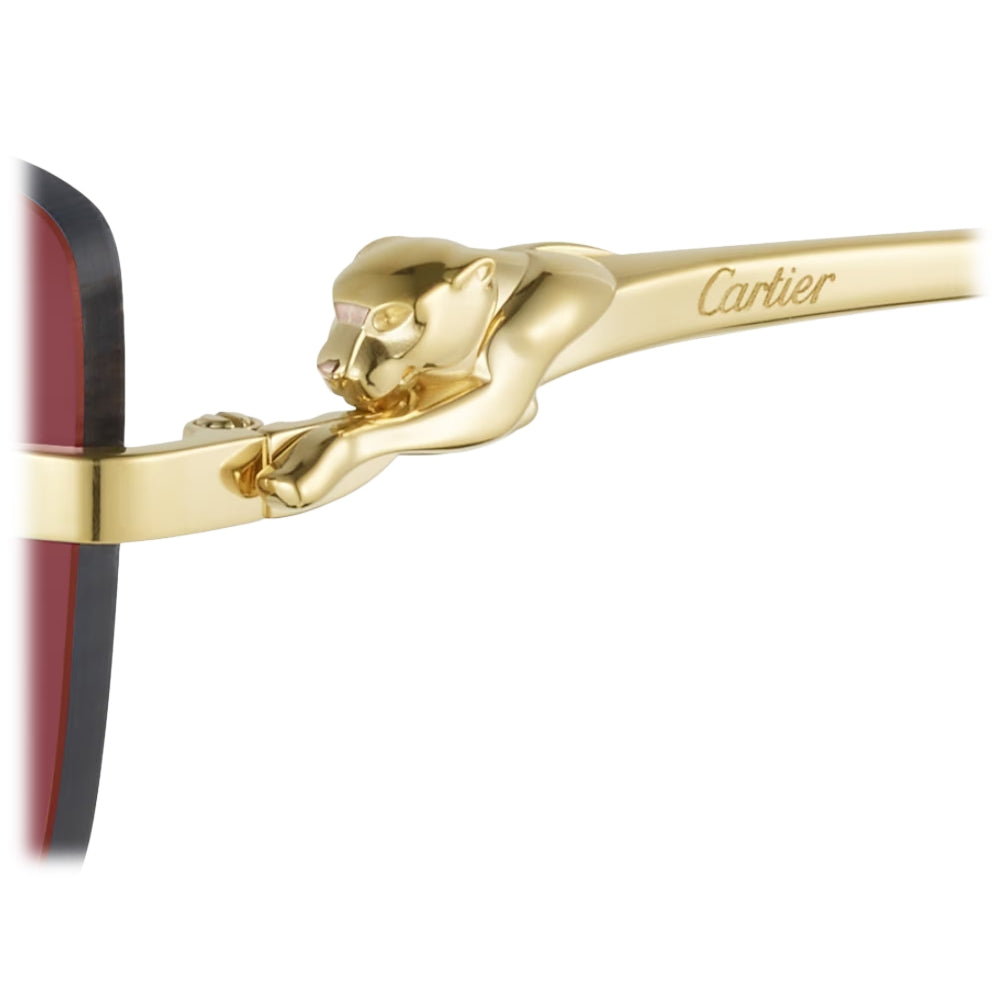 Cartier Panthère de C Unisex Gold & Red Rimless Sunglasses