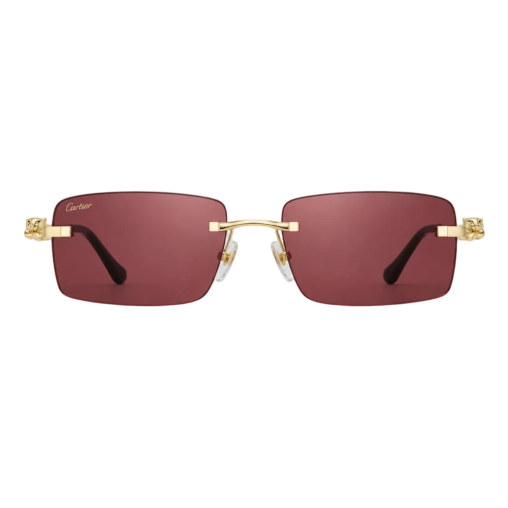 Cartier Panthère de C Unisex Gold & Red Rimless Sunglasses