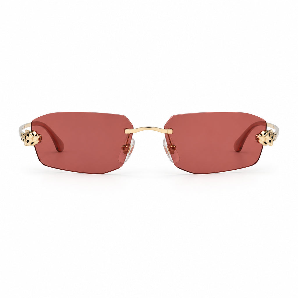  Cartier Panthère de C Unisex Rimless Rectangular Red Sunglasses