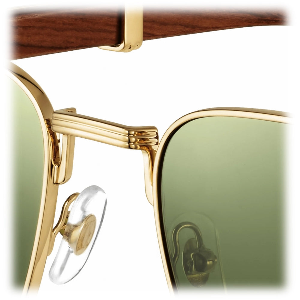 Cartier Première De Cartier Men Square Wood Temples Olive Green Sunglasses