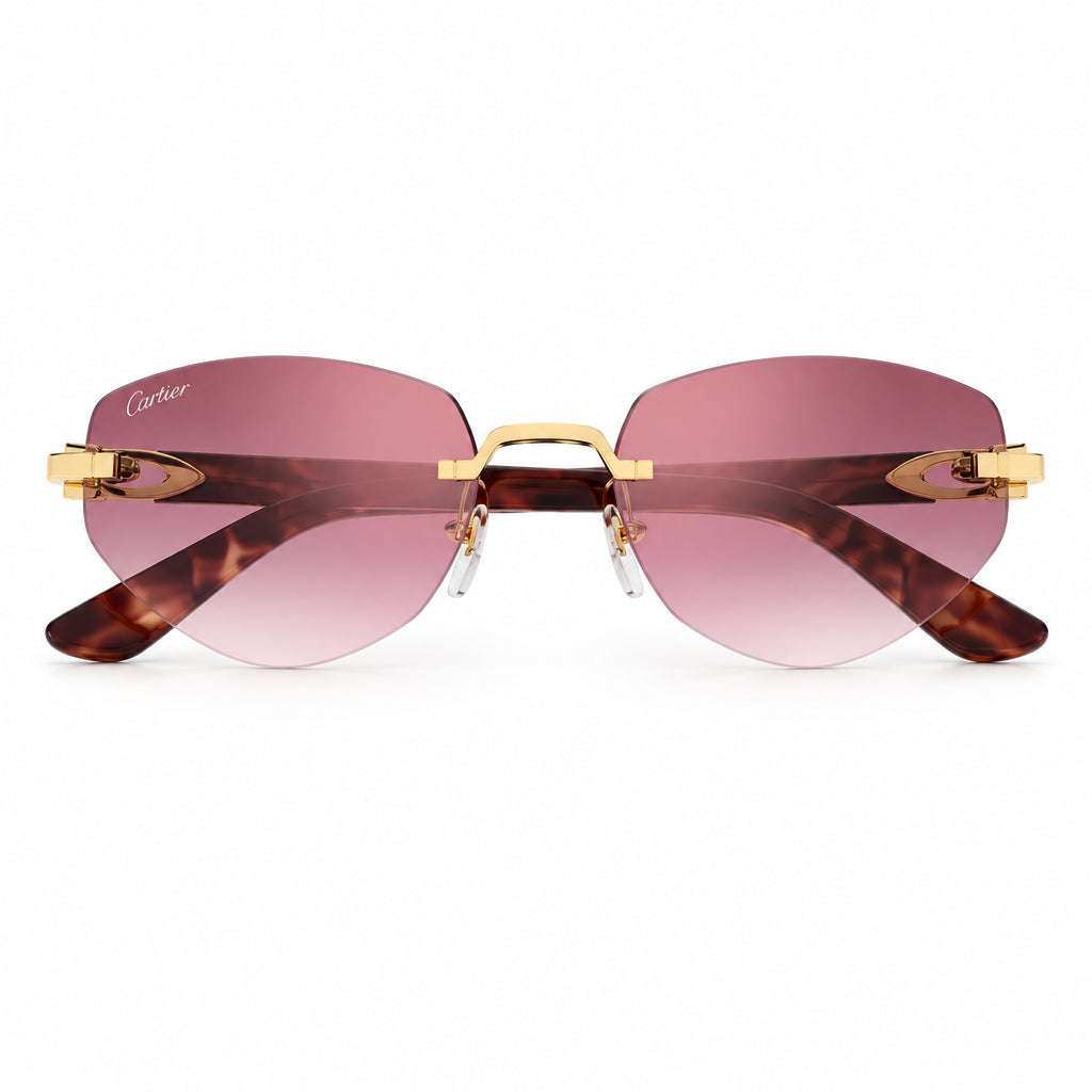 Cartier C Décor Women Geometric Frame Pink Sunglasses