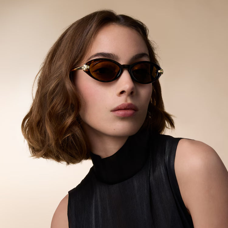 Cartier Panthère de Cat-Eye Women Tortoiseshell Brown Sunglasses