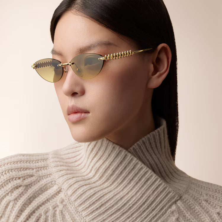 Cartier Clash de C Women Rimless Studded Temple Yellow Gradient Sunglasses