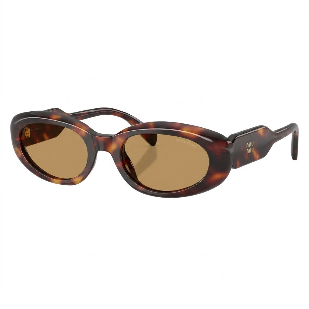 Miu Miu Women Oval Havana / Brown Sunglasses