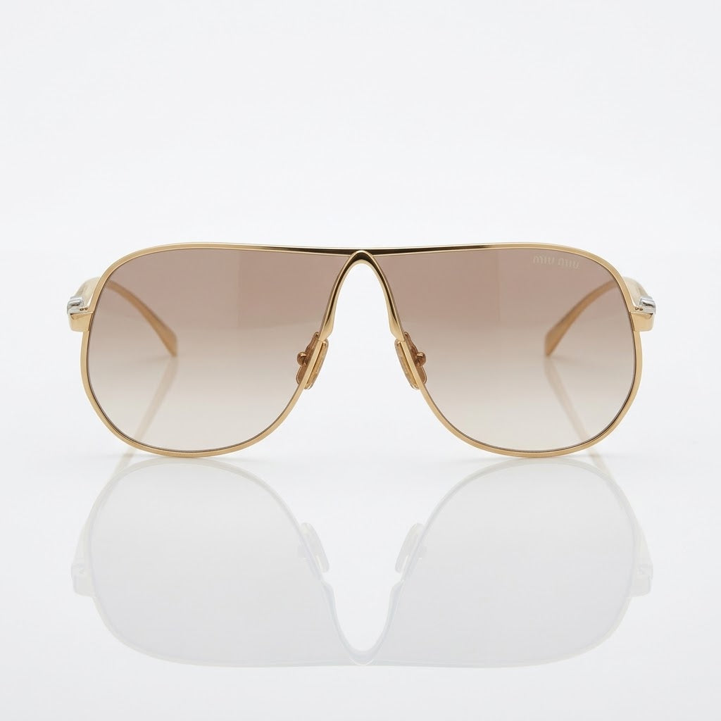 Miu Miu Women Pilot Gold / Gradient Brown Sunglasses