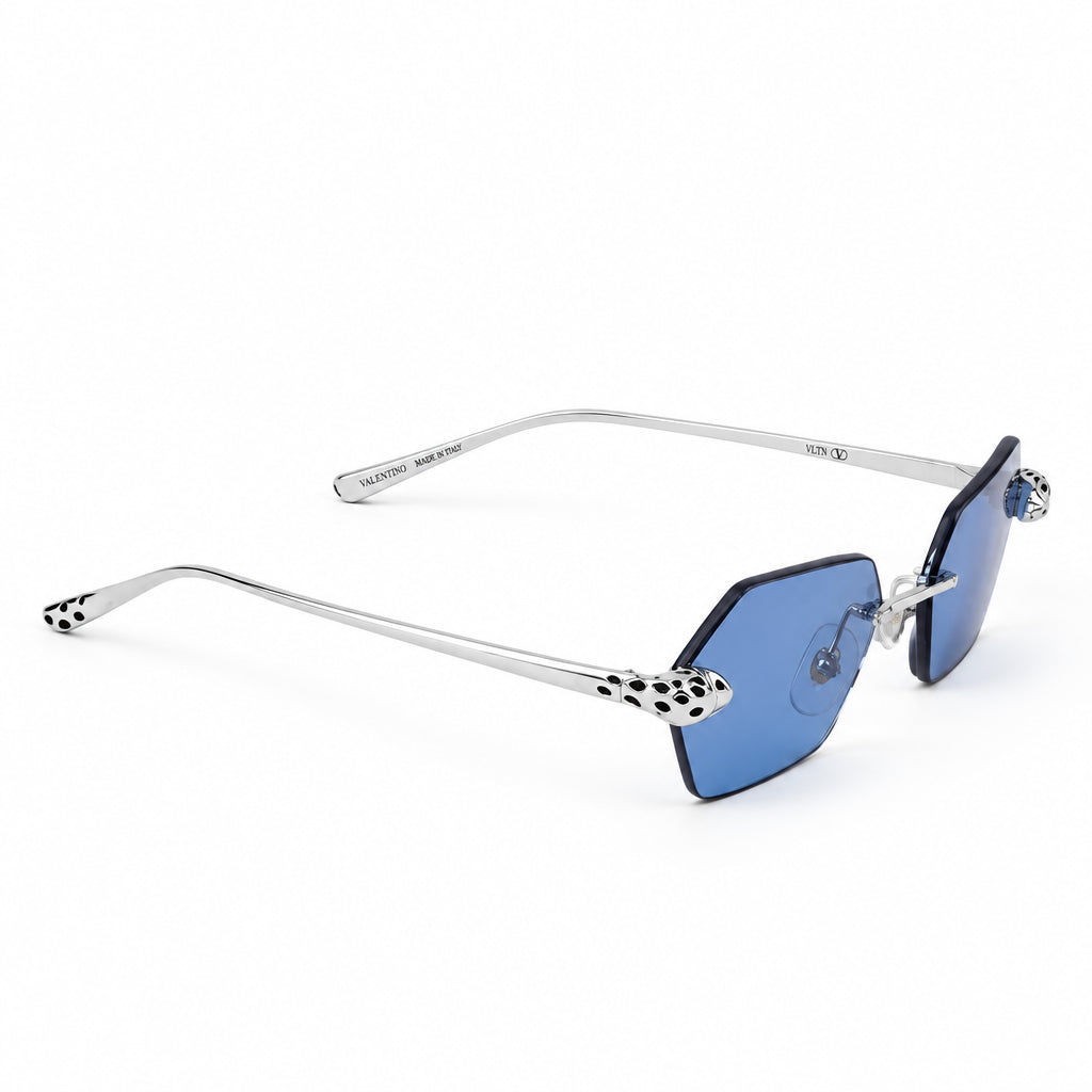 Cartier Panthère de C Women Rimless Hexagon-Frame Blue Sunglasses