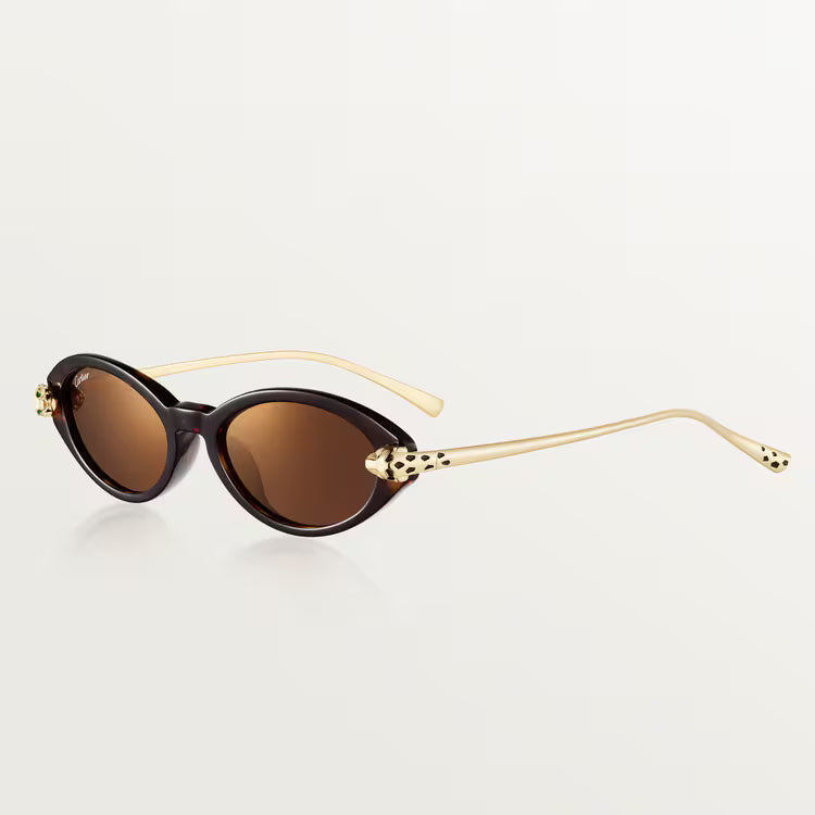 Cartier Panthère de Cat-Eye Women Tortoiseshell Brown Sunglasses