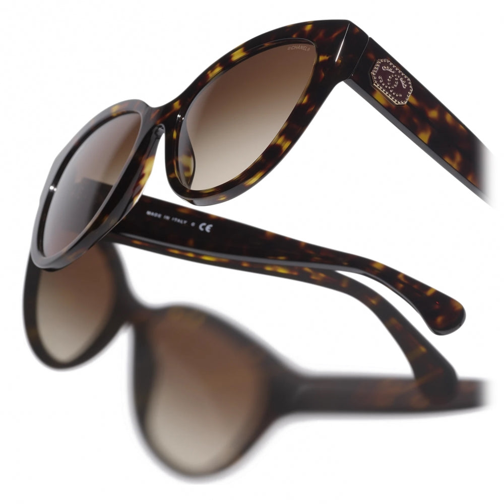 Chanel Women Butterfly Tortoise Brown Gradient Sunglasses