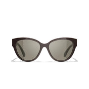 Chanel Women Butterfly Dark Burgundy Grey Gradient Sunglasses