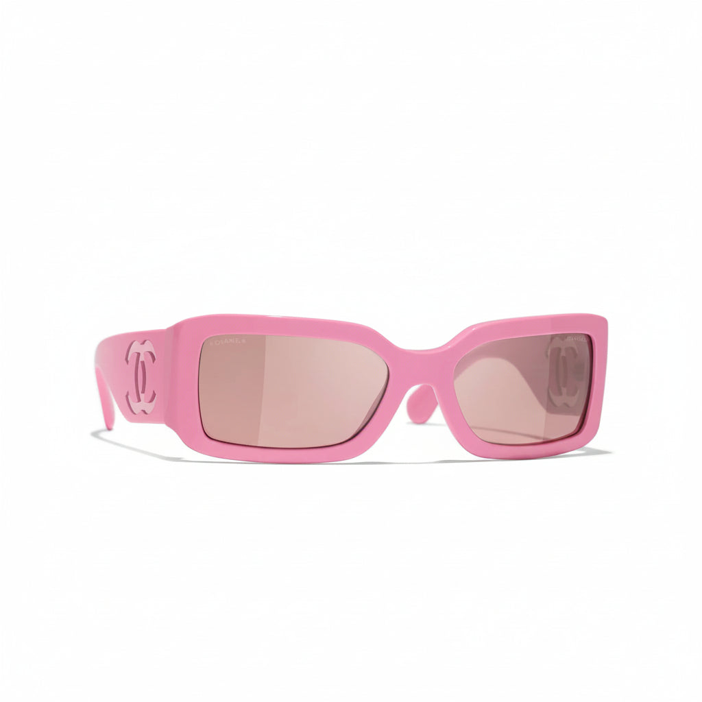 Chanel Women Rectangle Pink Sunglasses