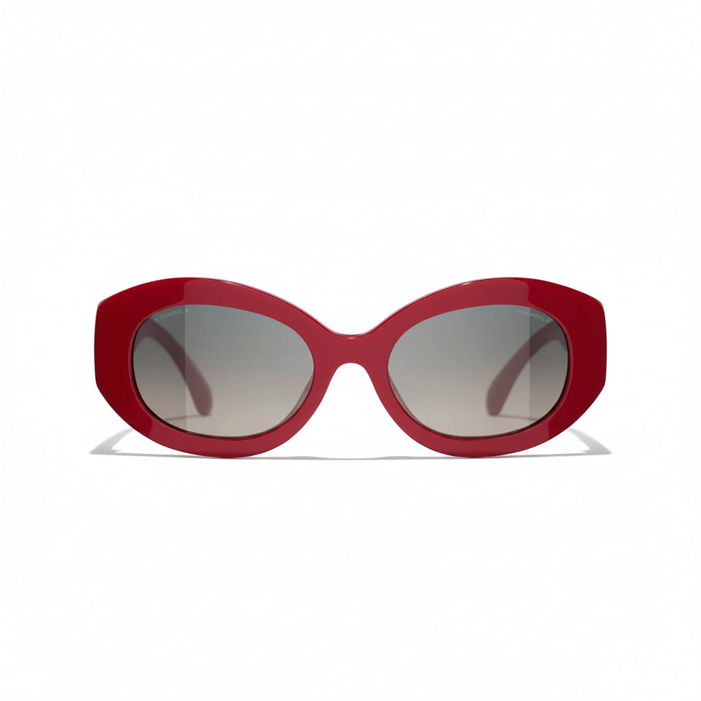 Chanel Women Oval Red Sunglasses