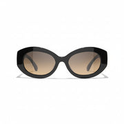 Chanel Women Oval Black Sunglasses