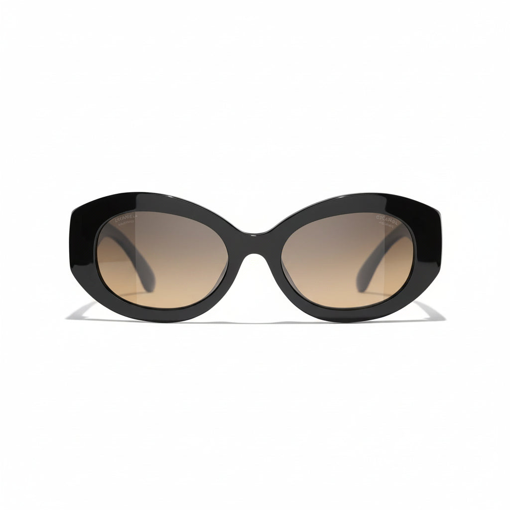 Chanel Women Oval Black Sunglasses