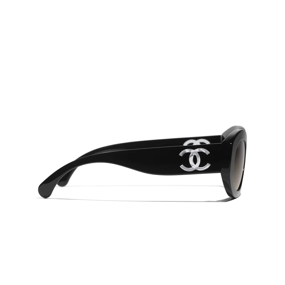 Chanel Women Oval Black Sunglasses