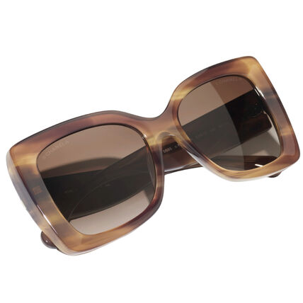 Chanel Women Square Tortoise Gradient Brown Sunglasses