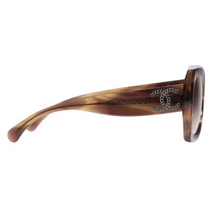 Chanel Women Square Tortoise Gradient Brown Sunglasses