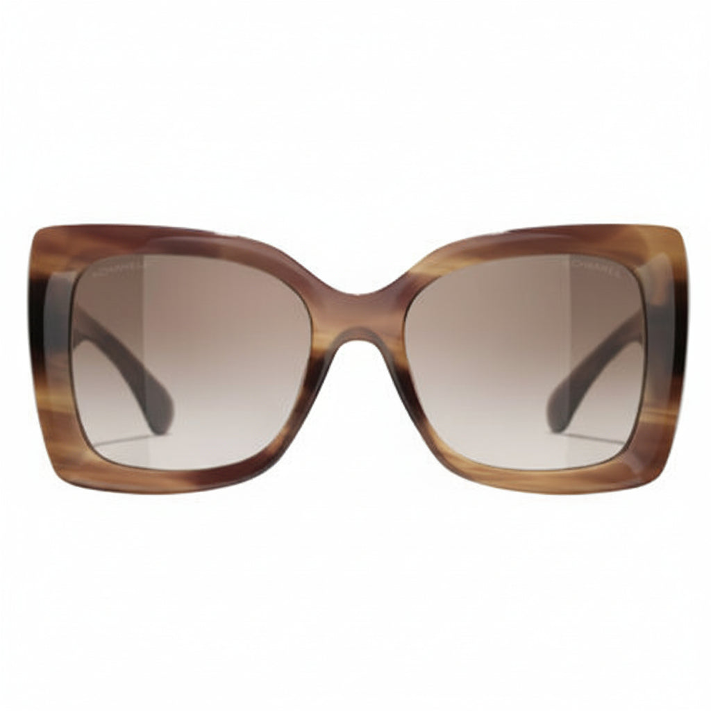 Chanel Women Square Tortoise Gradient Brown Sunglasses