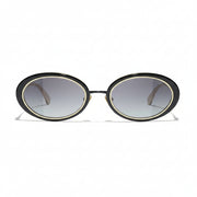 Chanel Women Oval Gold Black Gradient Sunglasses