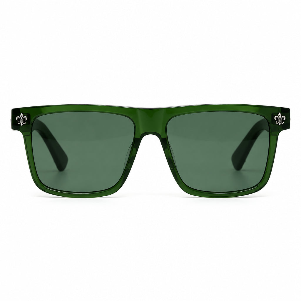 Chrome Hearts Unisex Box Lunch-A 2610 Olive Green & Silver Gothic Sunglasses