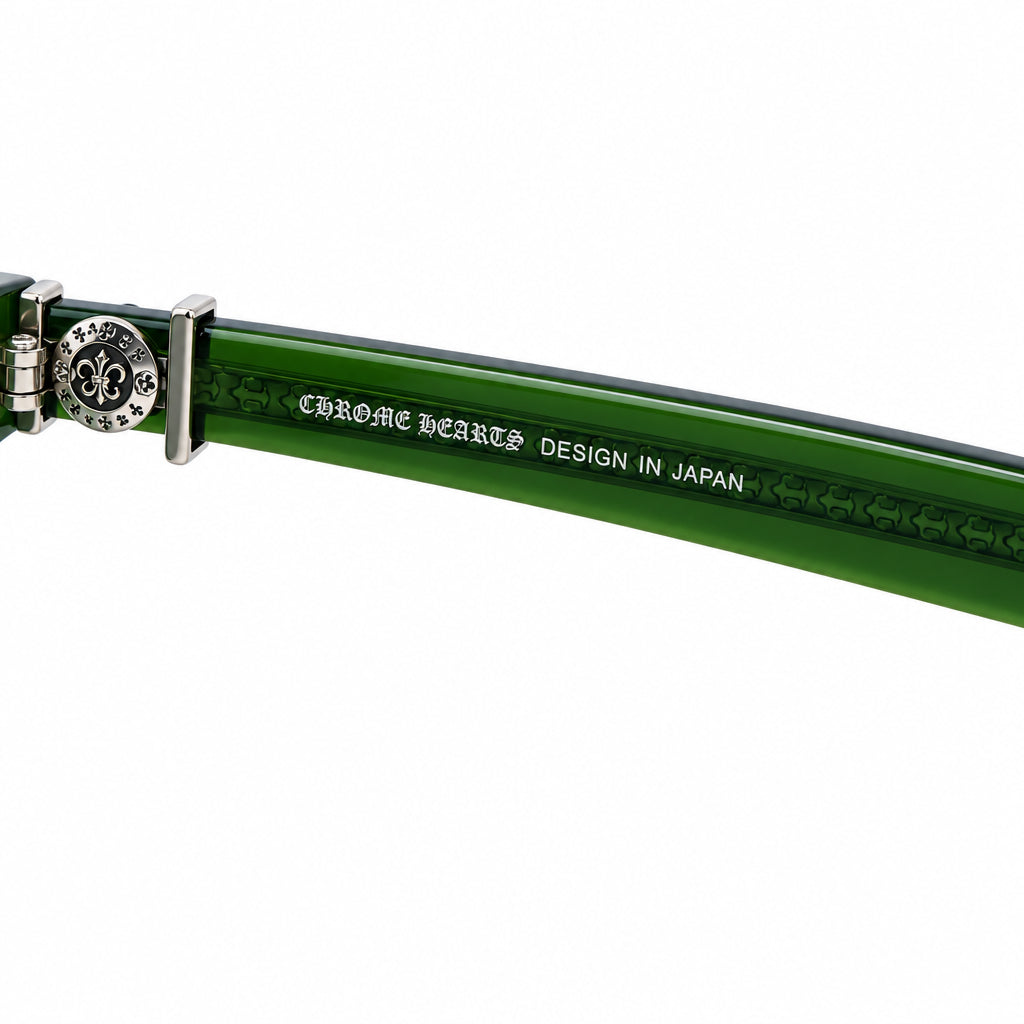 Chrome Hearts Unisex Box Lunch-A 2610 Olive Green & Silver Gothic Sunglasses