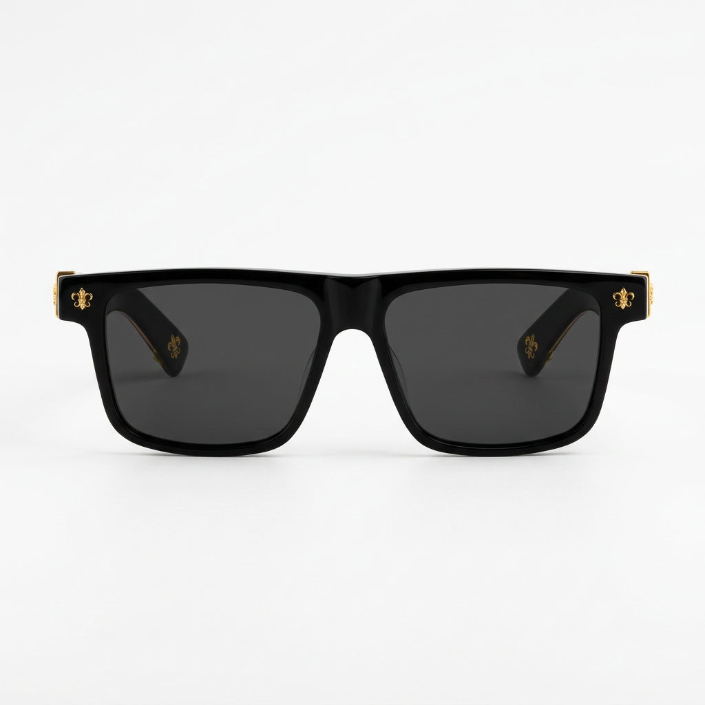 Chrome Hearts Unisex Box Lunch-A 1854 Black & Gold Gothic Sunglasses