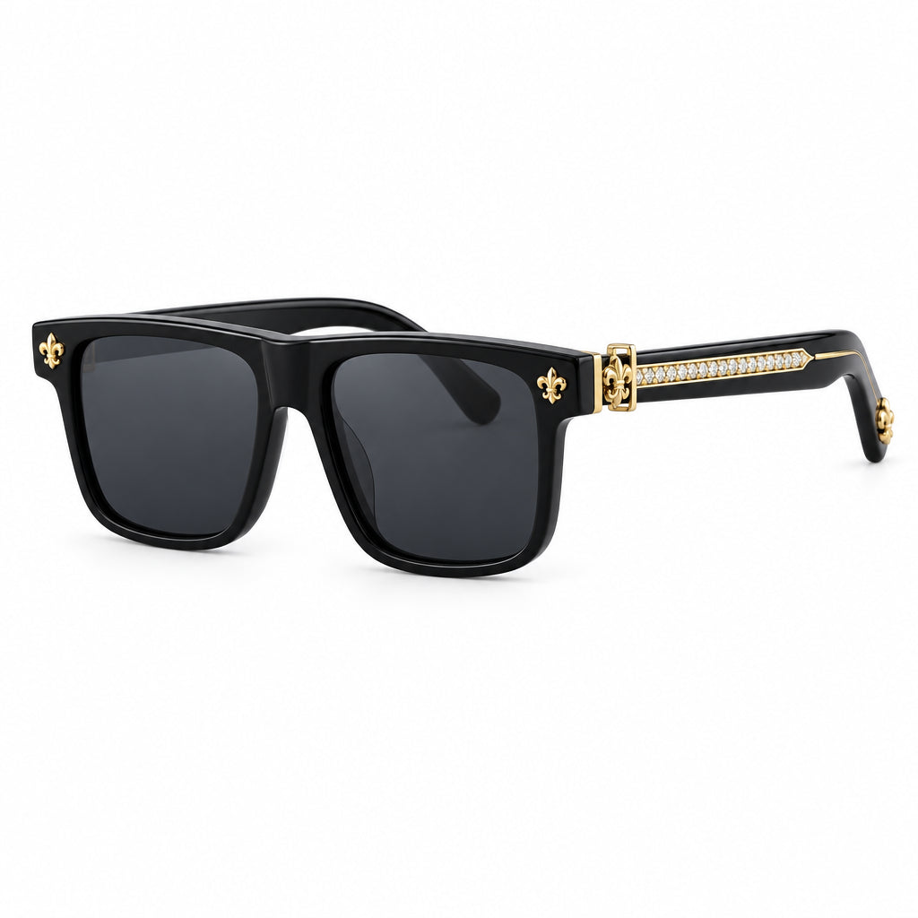 Chrome Hearts Unisex Box Lunch-A 1854 Black & Gold Gothic Sunglasses