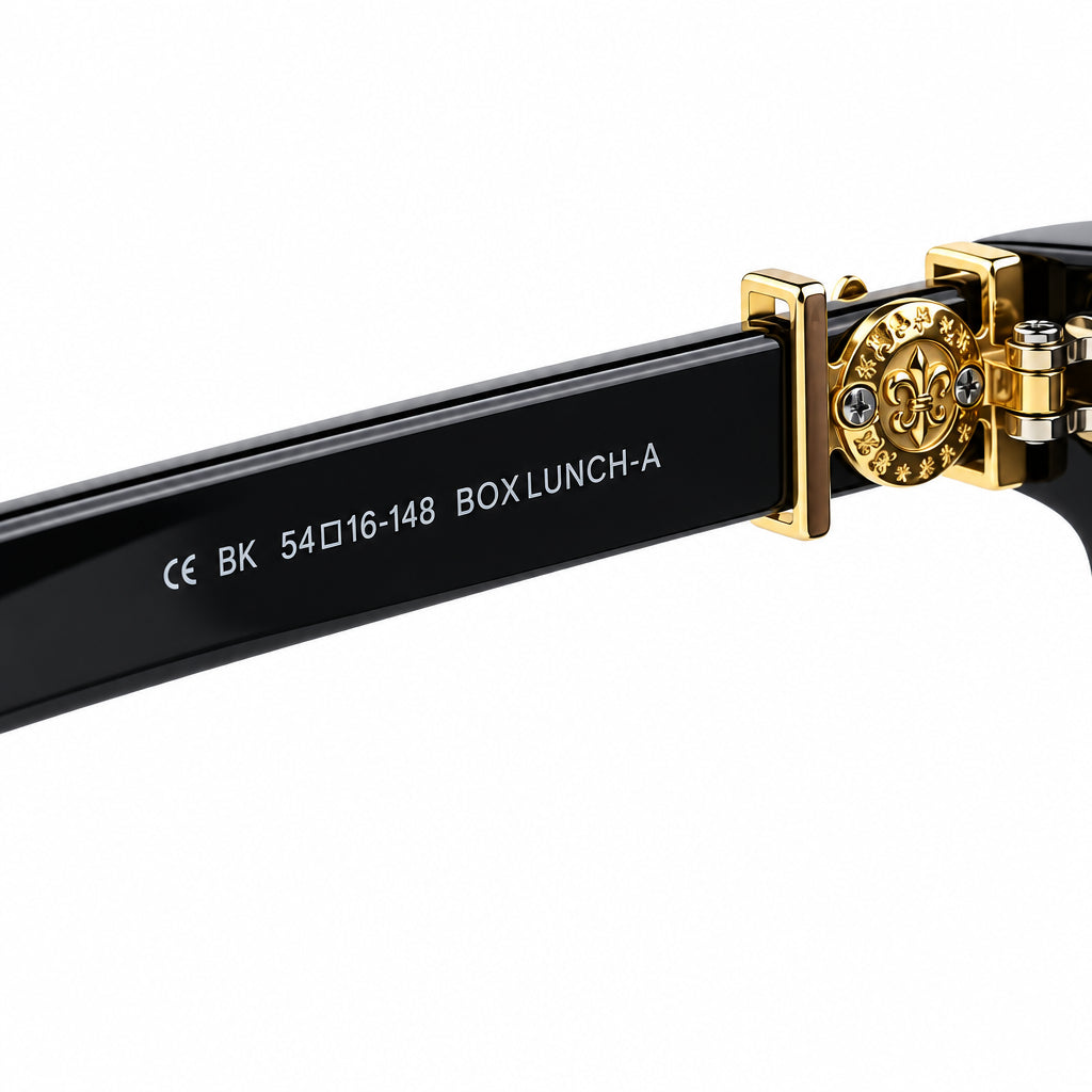 Chrome Hearts Unisex Box Lunch-A 1854 Black & Gold Gothic Sunglasses