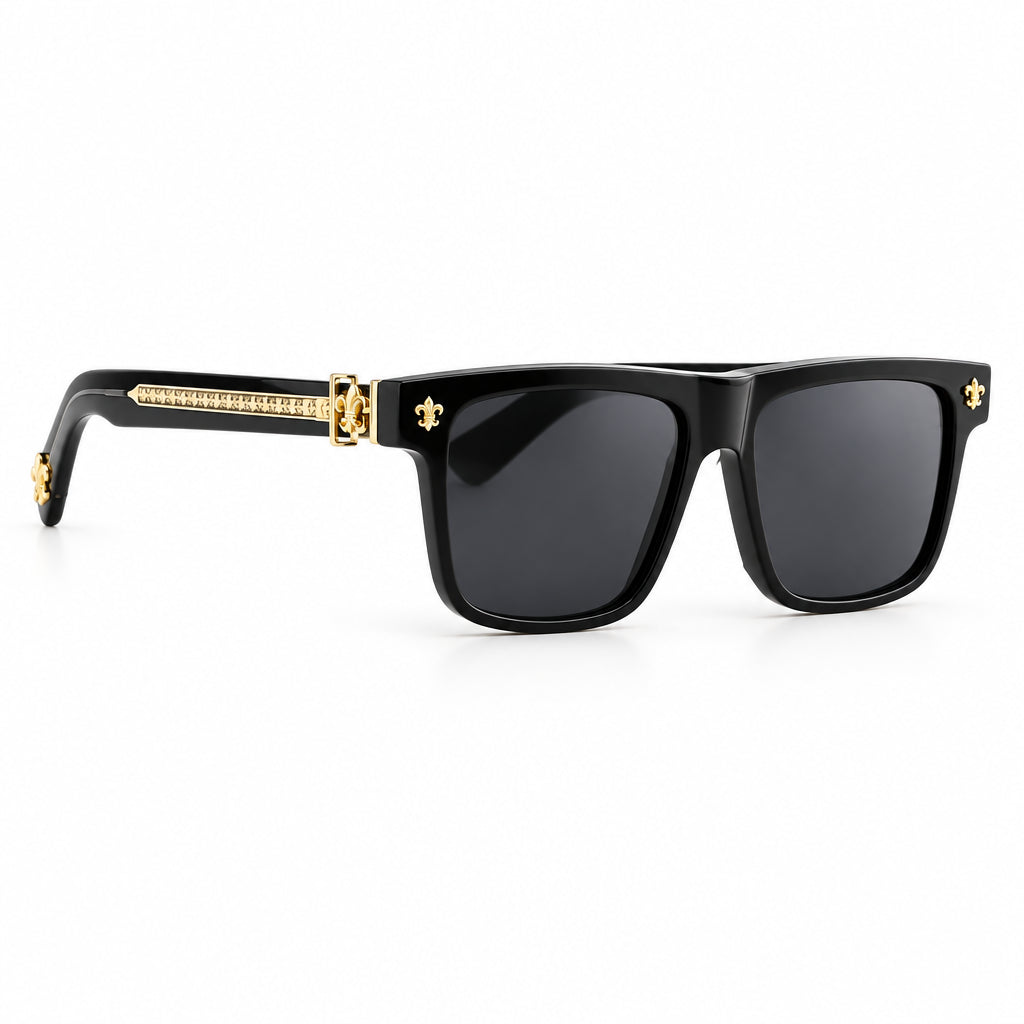 Chrome Hearts Unisex Box Lunch-A 1854 Black & Gold Gothic Sunglasses