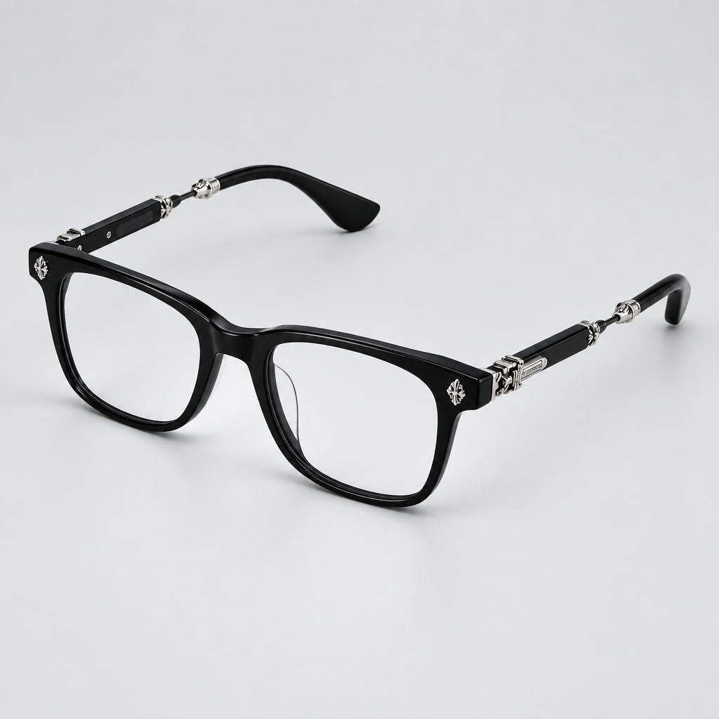 Chrome Hearts Call Melice 1141 Unisex Matte Black Square Rectangular Optical Glasses