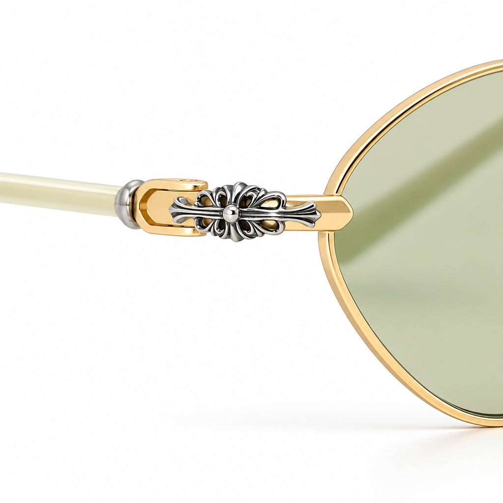 Chrome Hearts Diamond Dog 2156 Unisex Matte Green & Gold Diamond Sunglasses