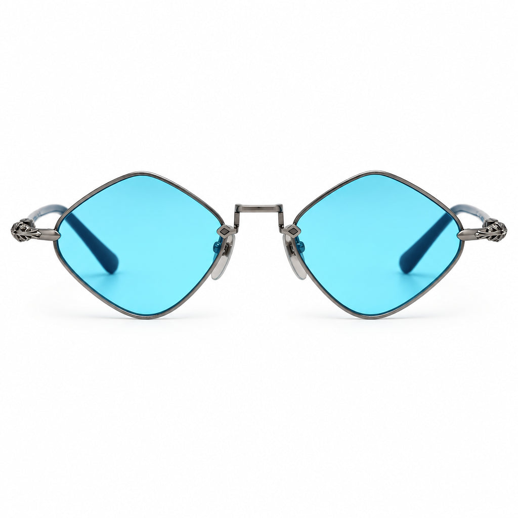 Chrome Hearts Diamond Dog 2621 Unisex Blue & Chrome Diamond Sunglasses